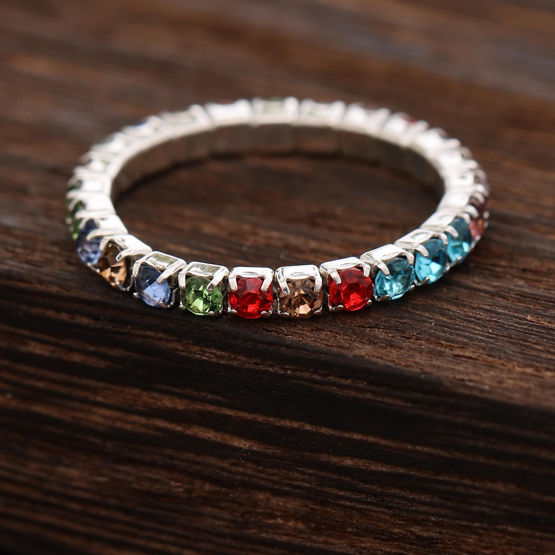 

Эластичное кольцо с одной дорожкой цветных страз, полностью усыпанное бриллиантами, эластичная веревка, женское универсальное кольцо, кольцо для пальца ноги Elastic Adjustable