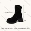 Comemore Retro British Style Chunky Heeled Short Boots Autumn Women's Shoes Solid Suede Versatile High-heeled Botines