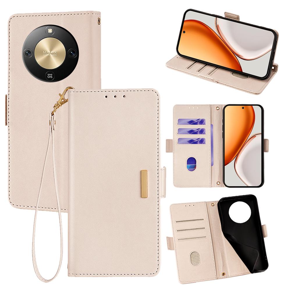 For Honor Magic8 Lite 5G/X9d 5G/X70 5G Case RFID Blocking Wallet PU Leather Phone Cover with Wrist Strap
