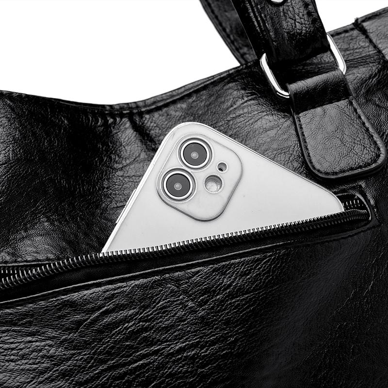 Vintage Leather Shoulder Crossbody Bag Tote Structured Leather Tote Bag with Adjustable Strap Women's Shoulder Bag for Daily Use