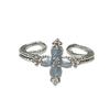 Modern Blue Glaze Crescent Ring: Stackable, Elegant & Versatile for Women