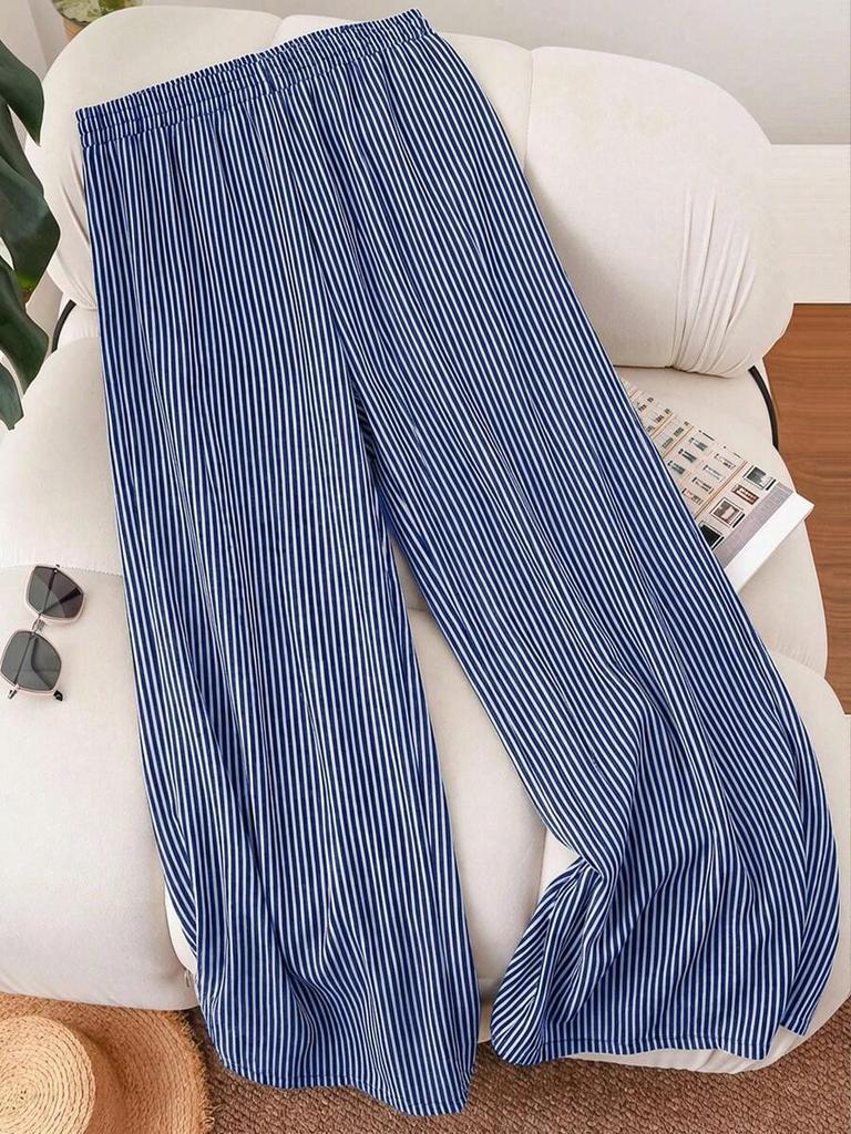 2026 Spring/Summer Plus Size Striped Beach Pants for Women - European & American Style