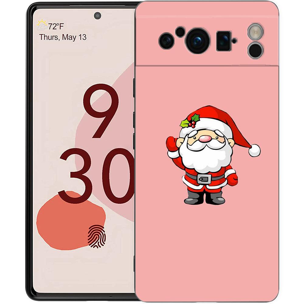 Funny Cartoon New Year Christmas Santa Phone Case For Google Pixel 9 8 7 6 Pro XL 8A 6A 7A 5G Soft TPU Black Cover Fundas