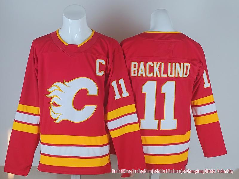 Cross-Border Ice Hockey Jerseys: Flames Team #10, #11, #91—Embroidered Hockey Uniforms L