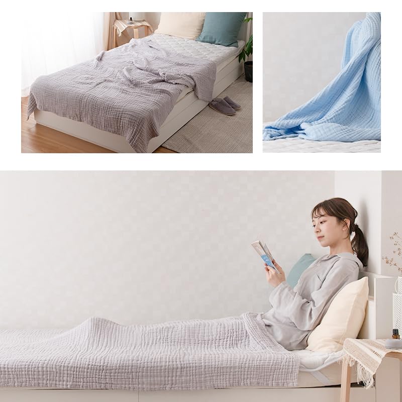 Futon No Futonda Gauze Blanket, 6-Layer, Single Size, 140x190cm, 100% Cotton, All-Season, Lap Blanket, Air Conditioning Protection, Comfortable Beddin