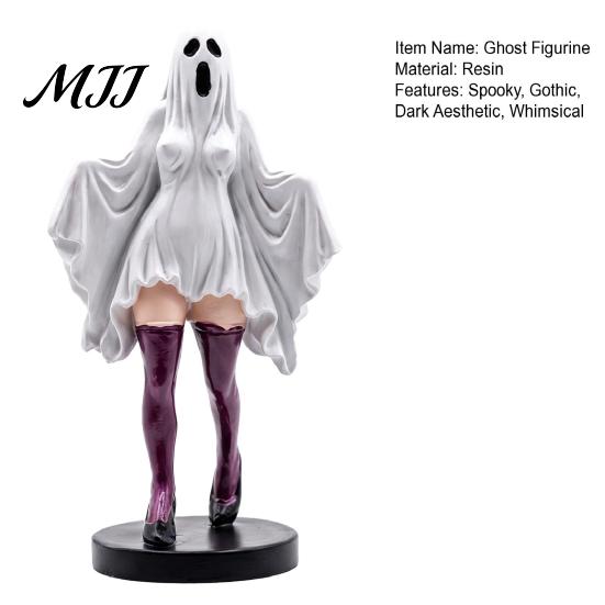 Artistic Ghost Ornament for Bar Decor Gothic Lady Sculpture, Halloween Resin Shrouded Woman Figurine, Mythical Desk Accessories Home Desktop Computer