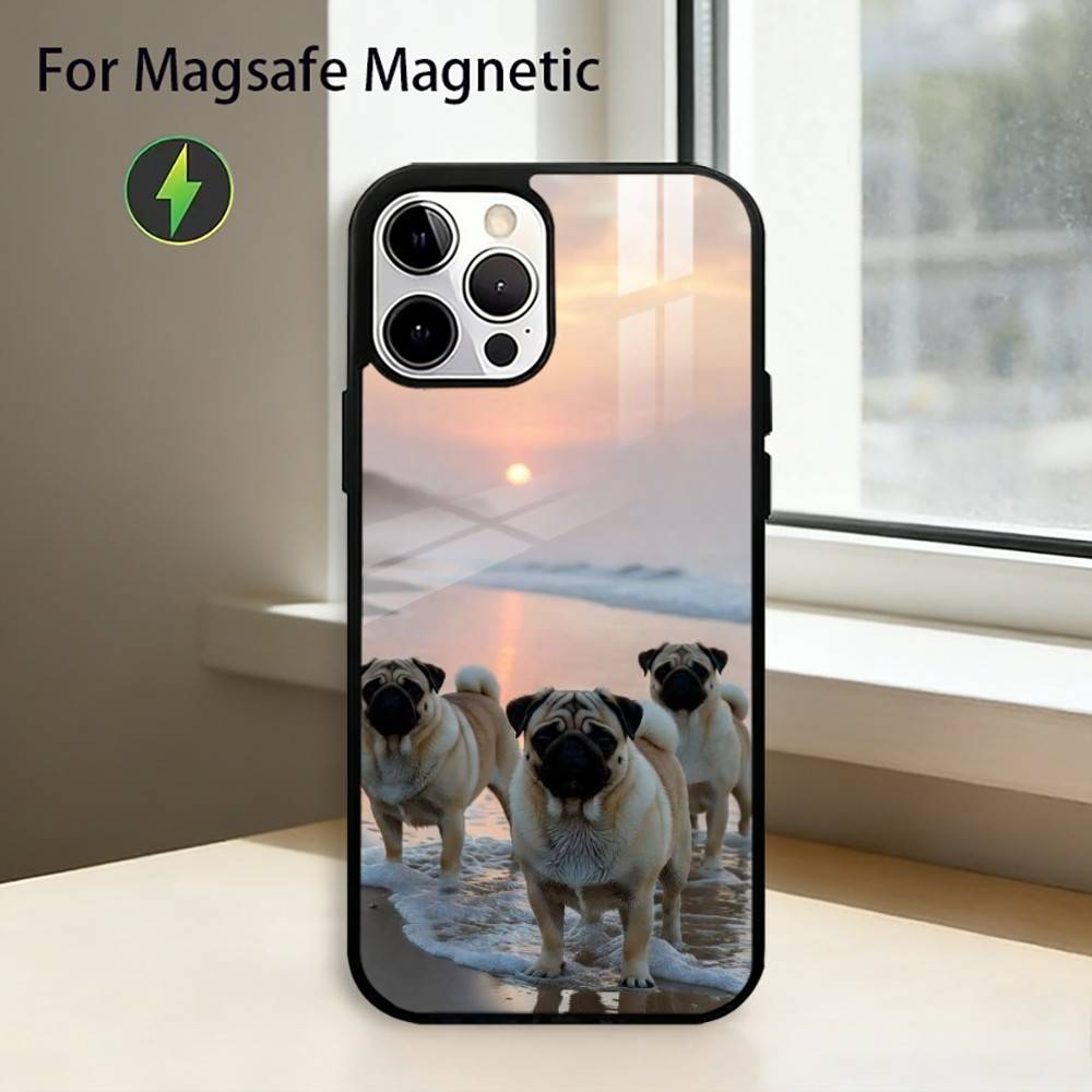 C-Cute Pug Dog Phone Case For iPhone17,16,15,14,13,12,11 Plus,Pro Magnetic For Magsafe Wireless Charging