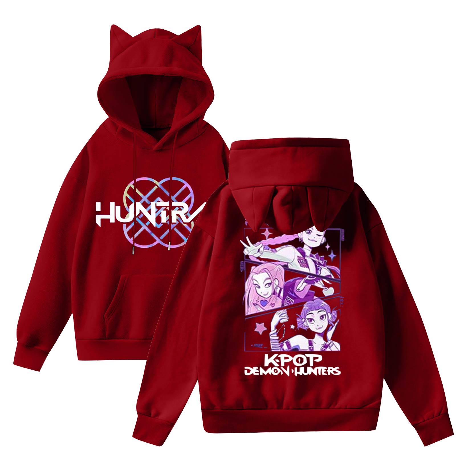 

Женская мода повседневная толстовка с капюшоном с длинным рукавом и круглым вырезом с карманами M красный