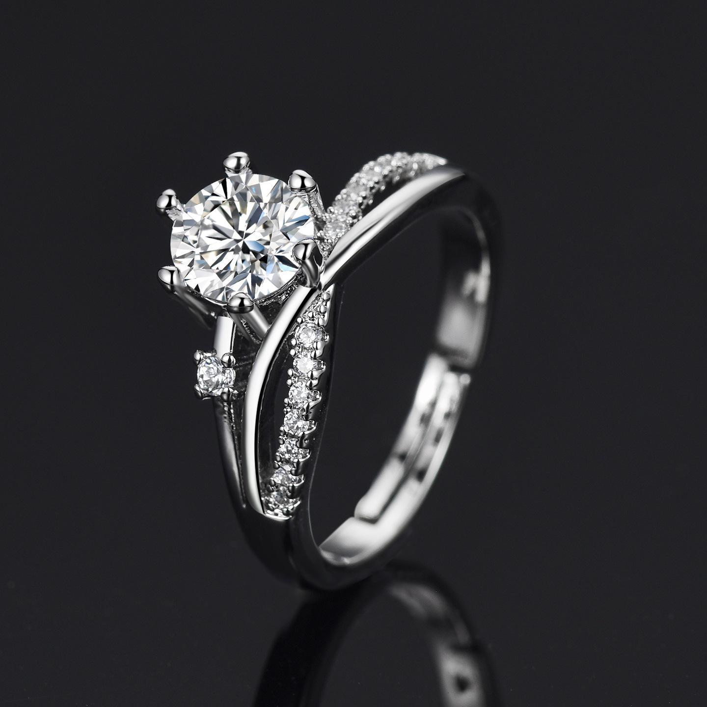 Exquisite Double-Row Full Diamond Adjustable Women s Ring Adjustable Open