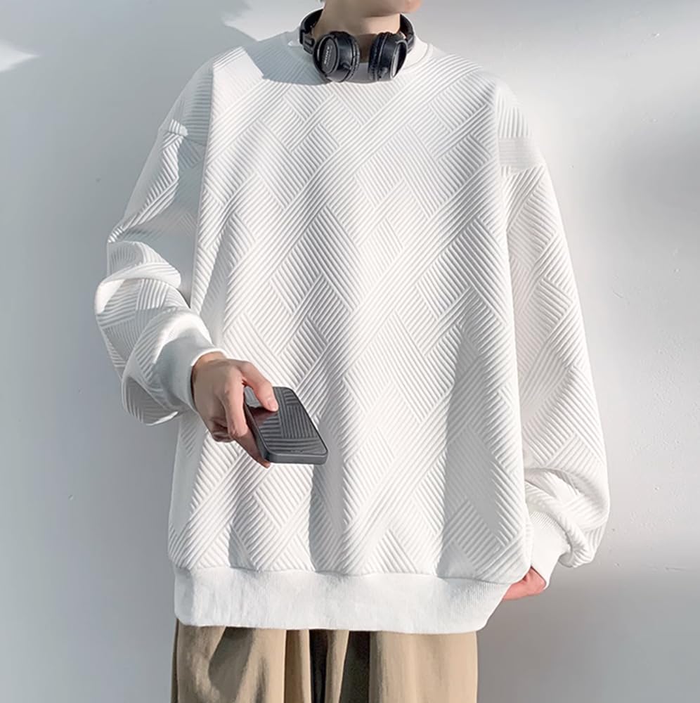 Poperdision Long Sleeve Loose Plus Size Stylish Crew Popular Solid Comfortable Cut and Winter Men's Hoodie, Fall/Winter Sweatshirt, Fit, T-Shirt,