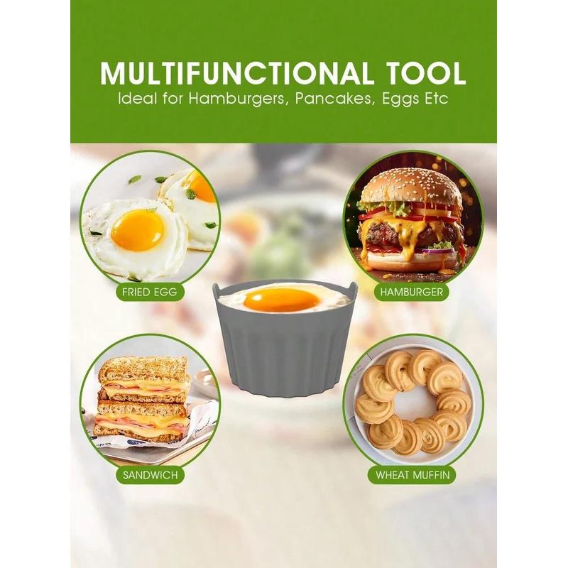 2/4 Stück Ramekins für Heißluftfritteuse Silikon Große Muffinformen Antihaft Eierpochierer Silikonform Backform Leichte Entformung Backen