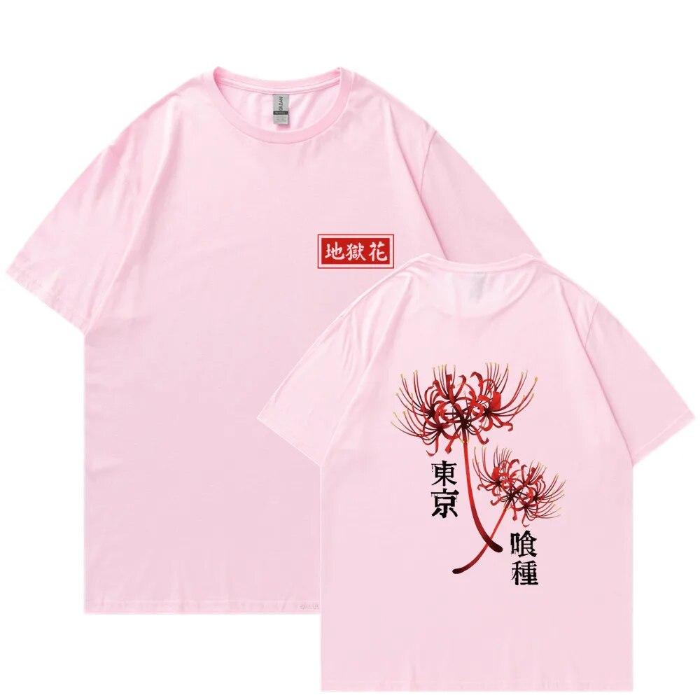 Anime Tokyo Ghoul Spider Lily T-shirt Unisex WoUnisex Cool Kane Kiken Graphic Print T-shirts Oversized Streetwear Couples Tees