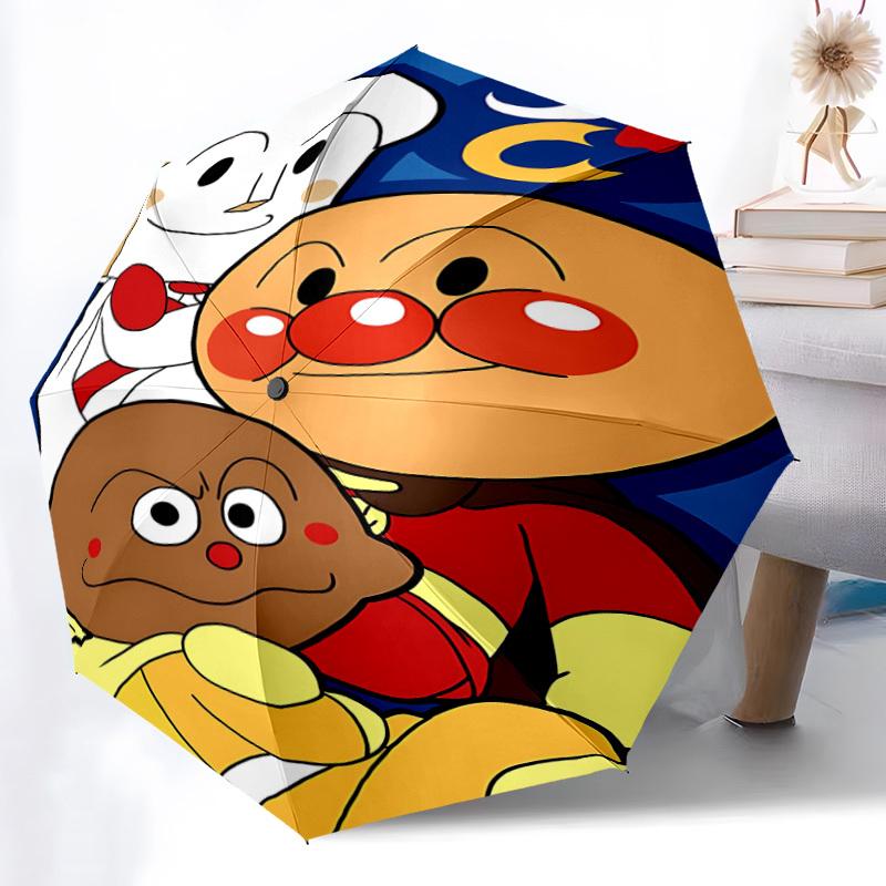 1PC Anpanman Automatic Folding Umbrella, Automatic Folding Umbrella with 8 Ribs, Convenient for Outdoor Use 032