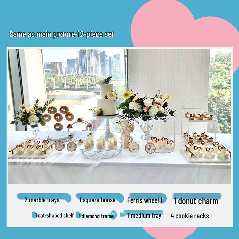 Wrought Iron Cake Stand: White Dessert Table Centerpiece for Weddings and Buffets
