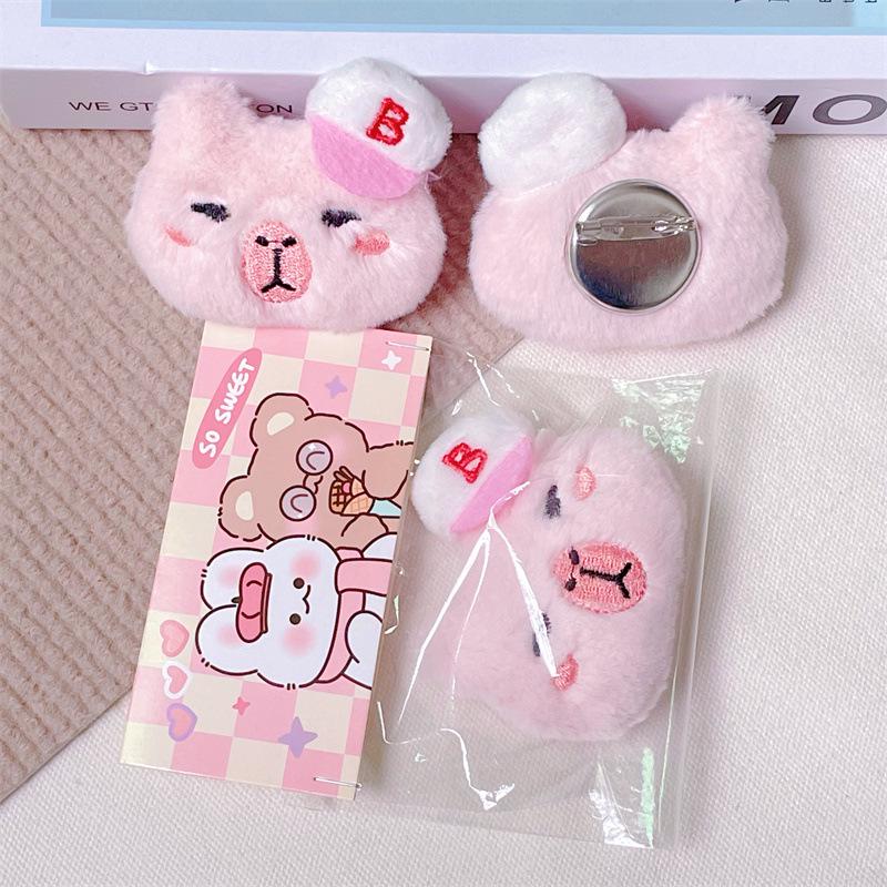 Capybara Plush Keychain with Baseball Cap - Cute Bag Decoration Doll Accessory