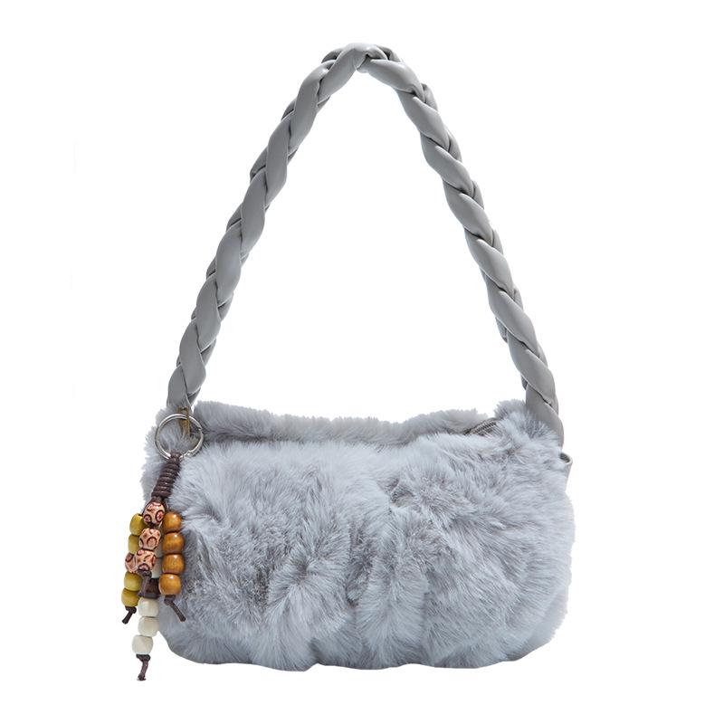 

Горячая распродажа: Высококачественная плюшевая пушистая женская сумка в корейском стиле, универсальная, через плечо, кроссбоди Length 27cm, Width 10cm, Height 16cm серый