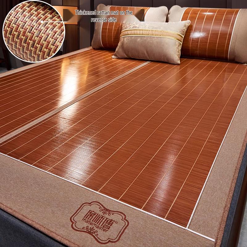 Master Xi 2025 Dual-Use Bamboo and Ice Silk Straw Mat for Summer and Winter