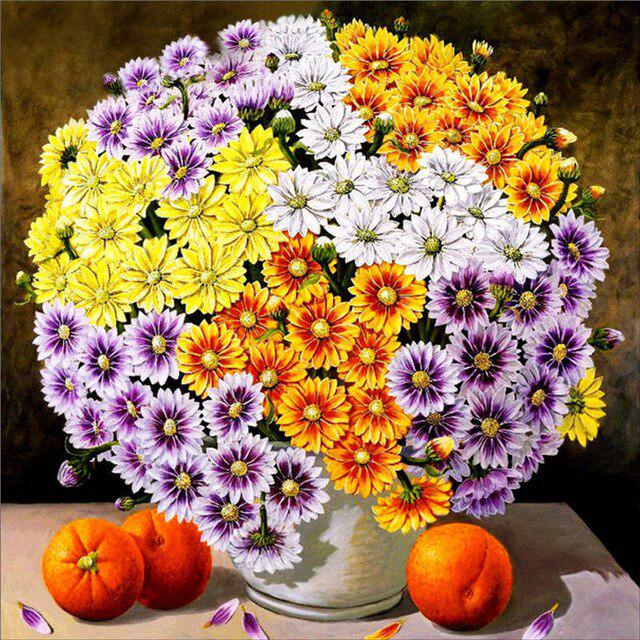 DIY 5D Diamond Painting Flower Sunflower Diamonds Embroidery Full Round Drill Mosaic Flowers