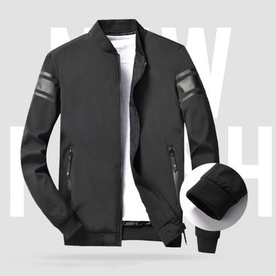 Stand Collar Long Sleeve Zipper Closure Pockets Men Jacket Spring Autumn Thin Style Solid Color Slim Baseball Jacket Coat