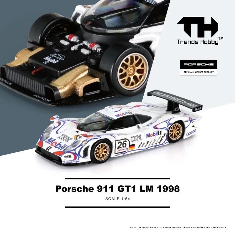 XZZE5 Trends Hobby 1:64 Porsche 911 GT1 LM 1998 Alloy Diecast Car Model Toy Collectible