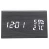 Wooden Digital Alarm Clock Triangular Voice Control Electronic LED Clock for Bedroom Office Black Wood White Letter