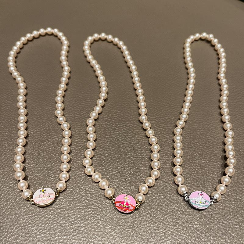 Empress Dowager Cixi Enamel Buckle Pearl Necklace: Sweet Cool Clavicle Chain