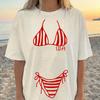 Striped Bikini Tee, USA 250 years of Freedom shirt, Patriotic America t-shirt, fourth of july outfit, coastal beachy tee, land of the free