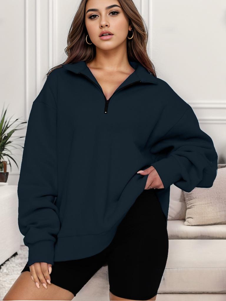2024 Autumn Winter Women's Casual Half-Zip Pullover Long Sleeve Hoodie