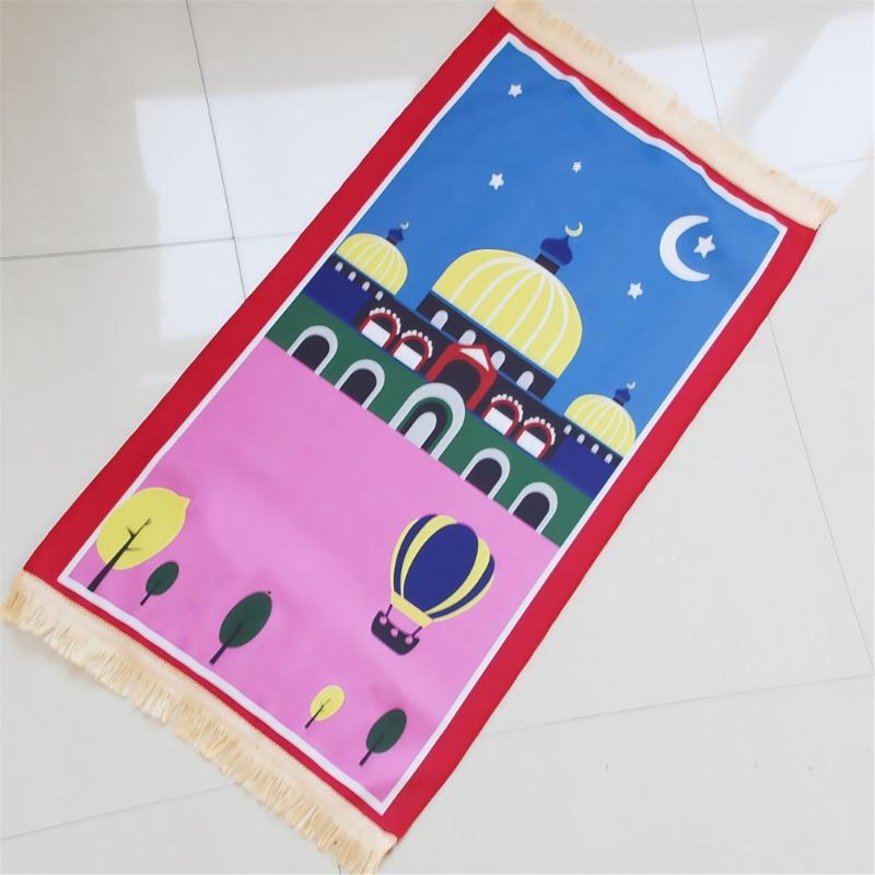 Cartoon Print Prayer Mat Worships Blanket Worship Floor Carpet Nonslip Soft Portable Travel Praying Rug Ramadans Gift