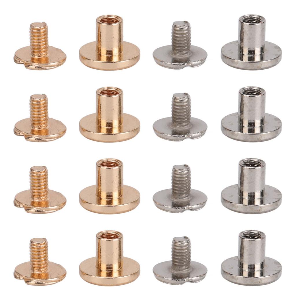 200 Set Chicago Screws Gold and Silver Color 0.4x0.3in Brass Surface Plated Leather Rivets for