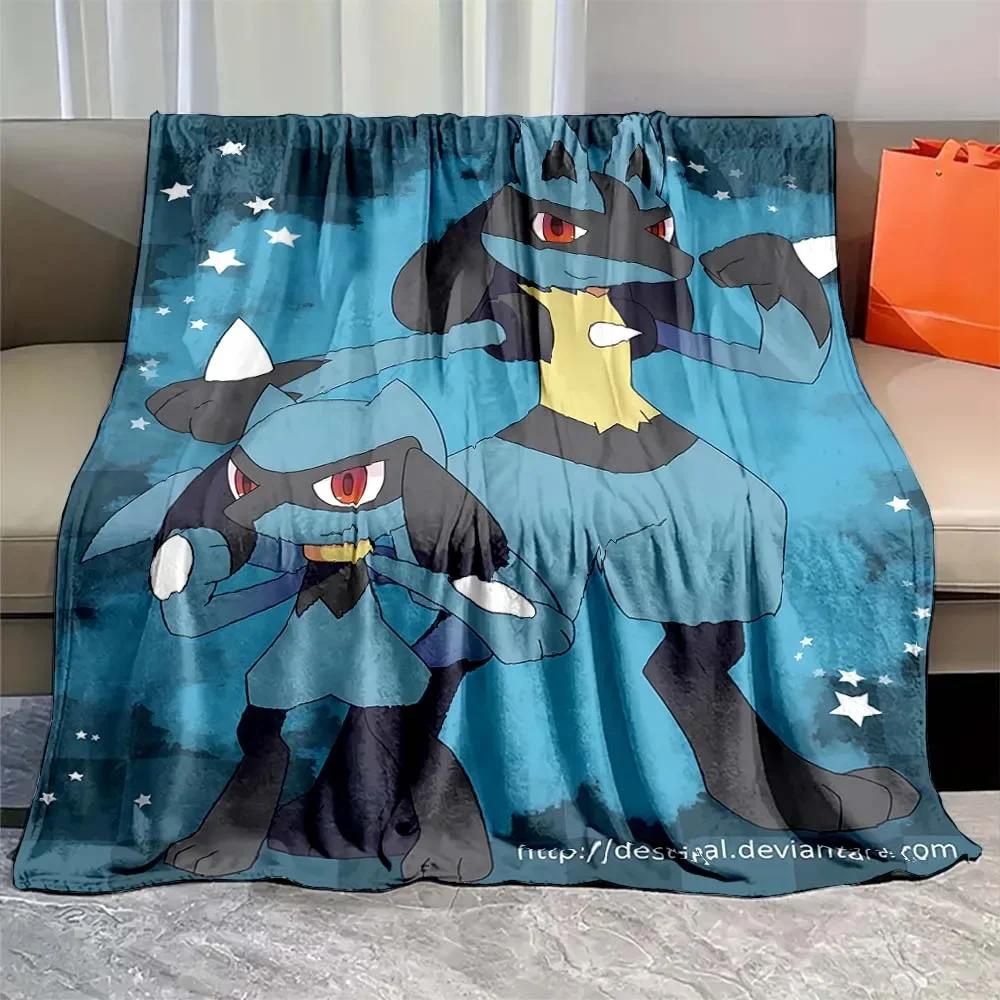 Japanese Anime Pokemon Mega Lucario Flannel Fluffy Soft Blanket Figures Home Sofa Break Blanket Children Blanket Nap Cover Kid