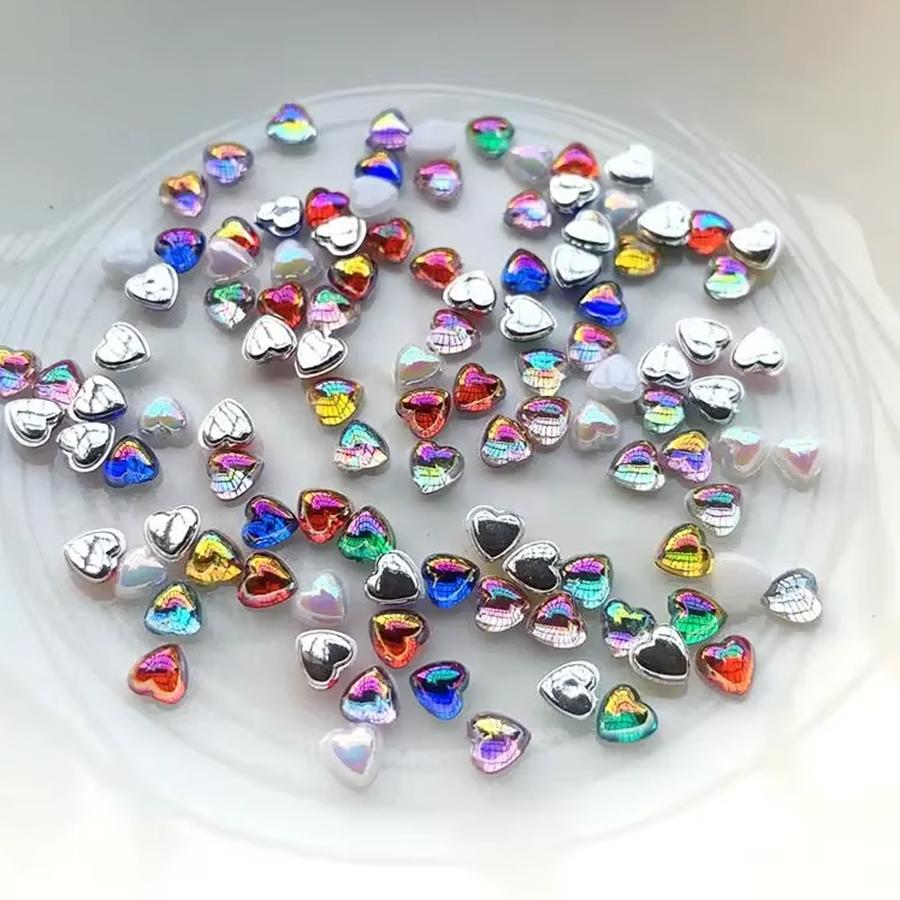 

200 шт. красивых сердечек с плоской задней частью из прозрачных страз AB для дизайна ногтей, украшения своими руками, аксессуары разноцветный