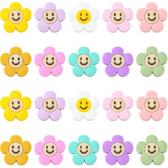 LiQunSweet 15 Pcs 15 Styles Christmas Theme Silicone Beads Santa Claus Tree Socks Snowman Snowflake Beads for DIY Jewelry Keychain Pen Craft