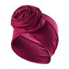 Elastic Boho Flower Bandana Raw Silk African Turban Cap Big Rose Flower Hairband  Hair Accessories