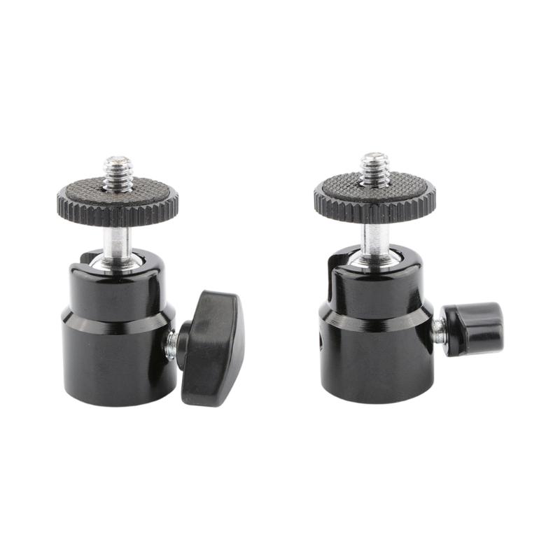 

2Pcs 360 Degree Rotating Ball Head With 1/4 Inch Screw For Camera Phone Light And Mic Aluminum Alloy Tripod Mount 1