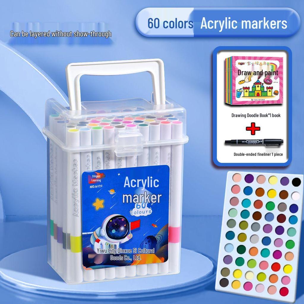 Acrylic Markers & Washable Colored Pencils Set - Non-Bleeding, Layerable Colors, Ideal for Kids and Students, Kindergarten Use