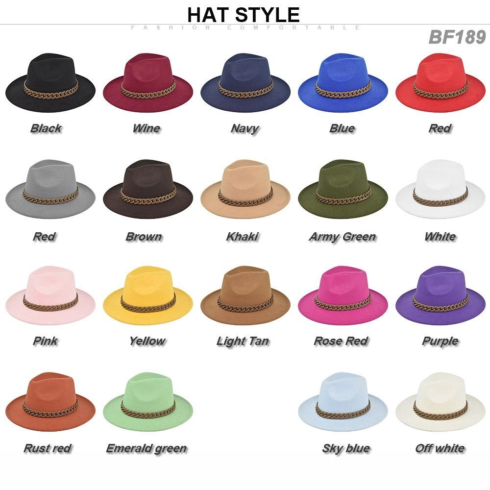 British retro jazz hat easiest for match chain hat women's large brim woolen hat felt hat imitation sheep hat flat brim hat no