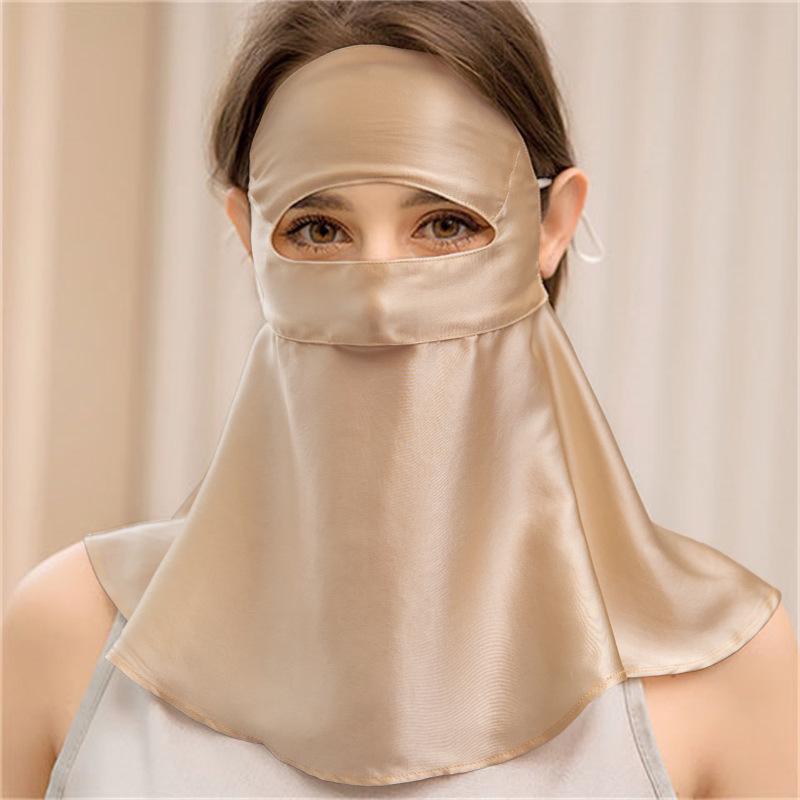 Mulberry Silk Facekini: Full Face & Neck UV and Smoke Protection Mask for Women