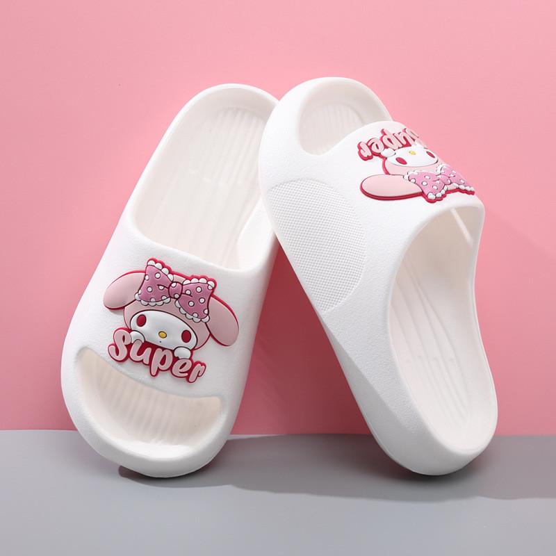 Pink Cartoon Style Summer Girls Slippers Breathable Soft Eva Material Indoor Home Use