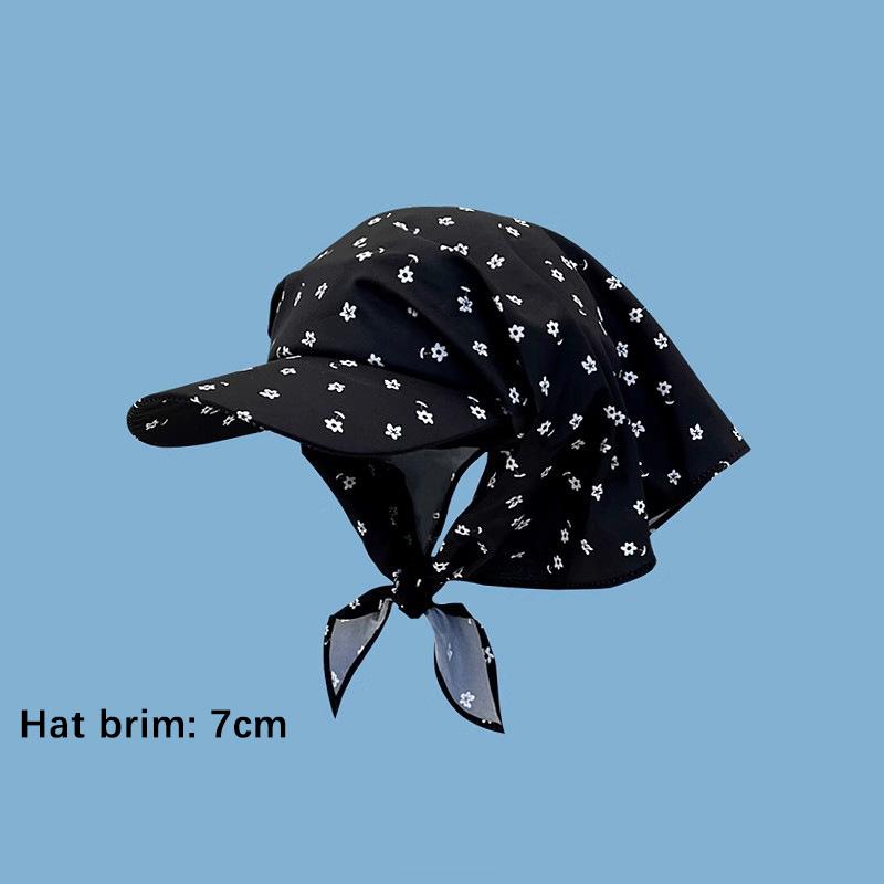 Japanese Fresh Flower Printing Strap Headscarf Caps For Women Spring And Summer Travel Versatile Sunscreen Sun Hats