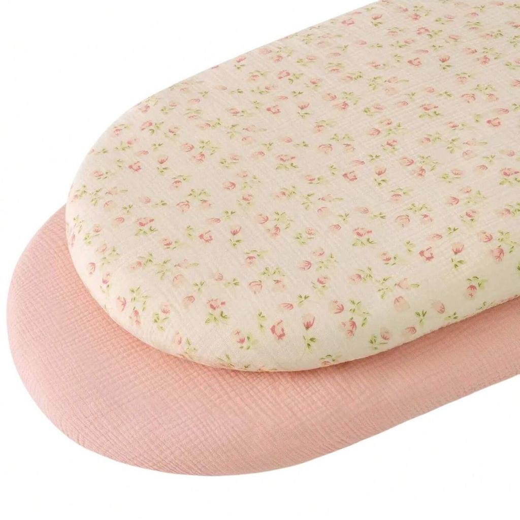 2PCS Baby Bassinet Sheet Muslin Bassinet Sheets Changing Pad Cover 100% Cotton Soft Breathable Fitted Bassinet Mattress Sheets