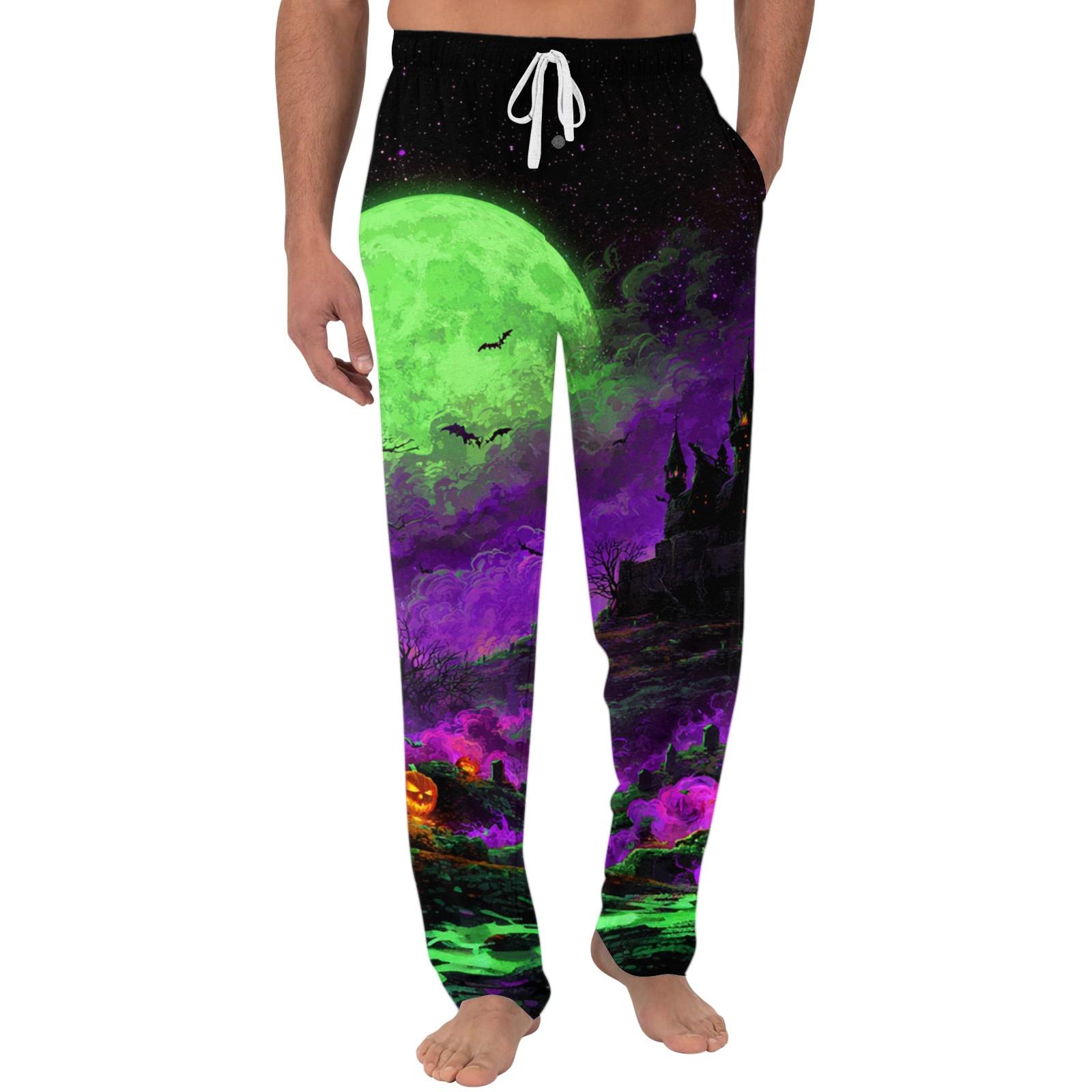 Men s Halloween Print Pocket Pajama Pants L