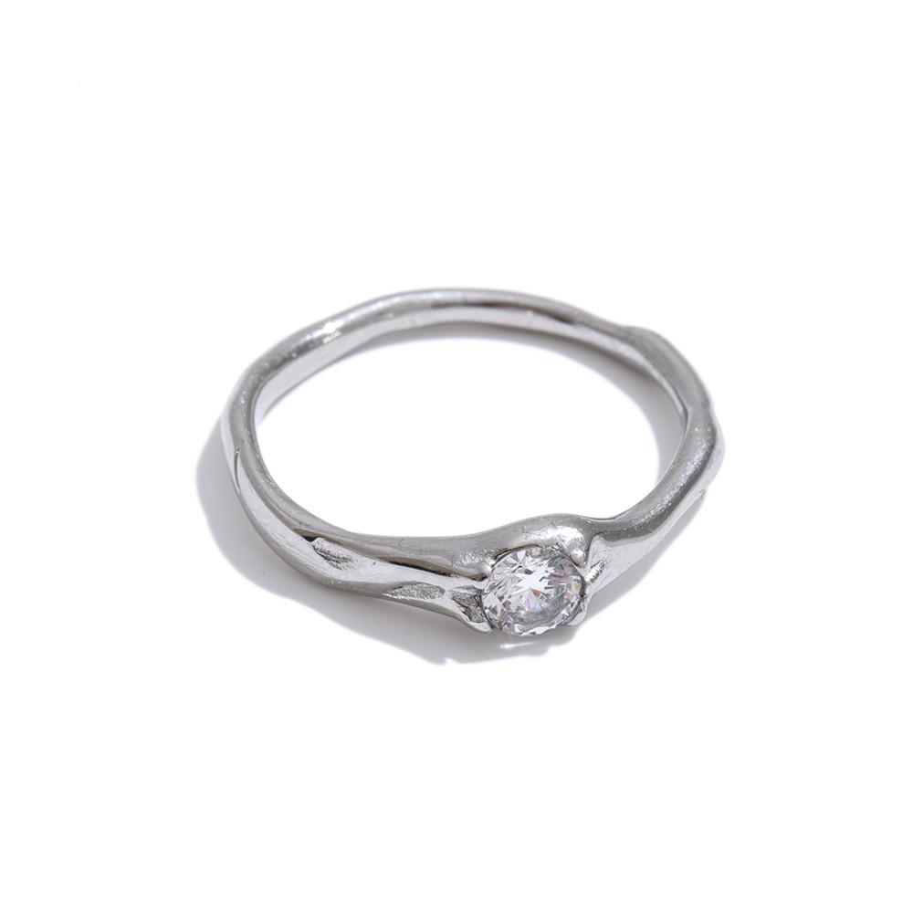 

Yhpup Size 6789 Stainless Steel Cubic Zirconia Fashion Ring for Women 18K PVD Plated Charm Daily Wear Finger Jewelry Accessories 6