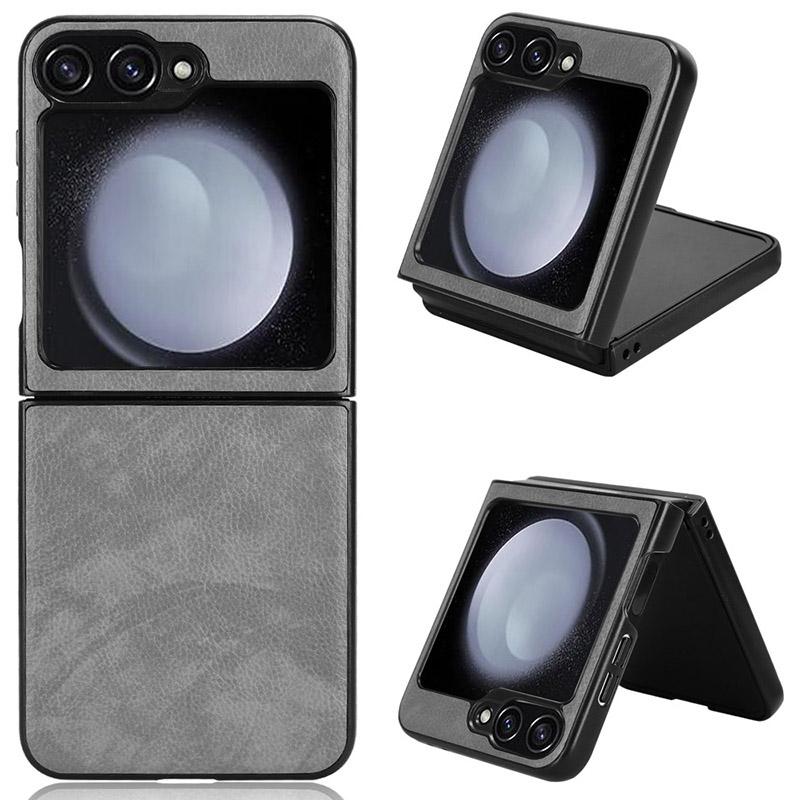 For Samsung Galaxy Z Flip6 5G Case Litchi Texture Leather Hard PC Phone Cover