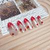 30Pcs Fall Press On Nails Medium Almond Red Maple Leaf Fake Nails with Gradient Designs Fall Leaves Stick On Nails Full Cover Autumn Acrylic Nails