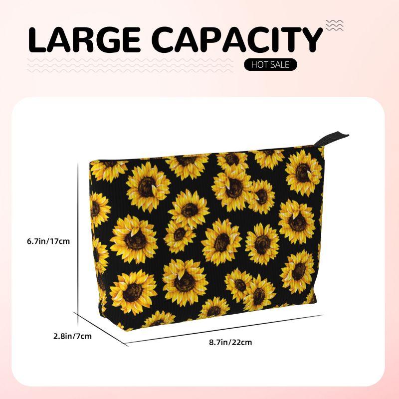 Custom Sunflower Pattern Toiletry Bag Women Cosmetic Bags Makeup Organizer Lady Portable Storage Dopp Kit Case