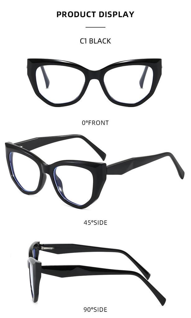 Korean Retro Cat Eye Blue Light Blocking Glasses, Small Frame, Myopia Compatible, Fashionable Clear Lens for Women