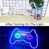 LED Neon Game Controller Light with Transparent Back Panel for Game Room & E-Sports Decor.