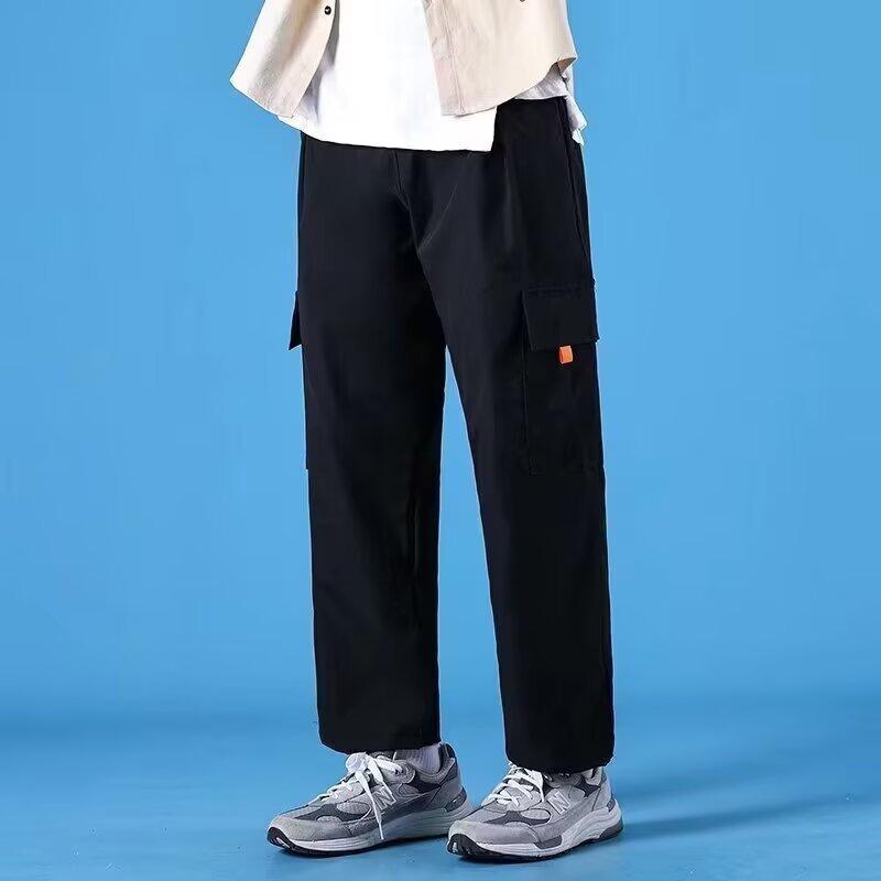 New retro overalls men's autumn trendy brand loose student drop straight casual pants