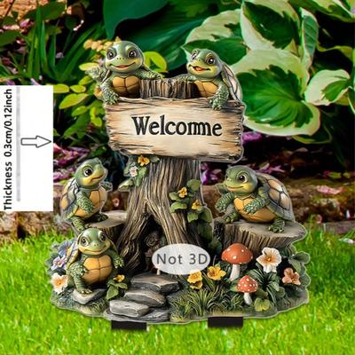 1 pièce 11,81 pouces piquet décoratif de jardin tortue, décoration extérieure de haute qualité, convient pour les cours et les pelouses, thème animal